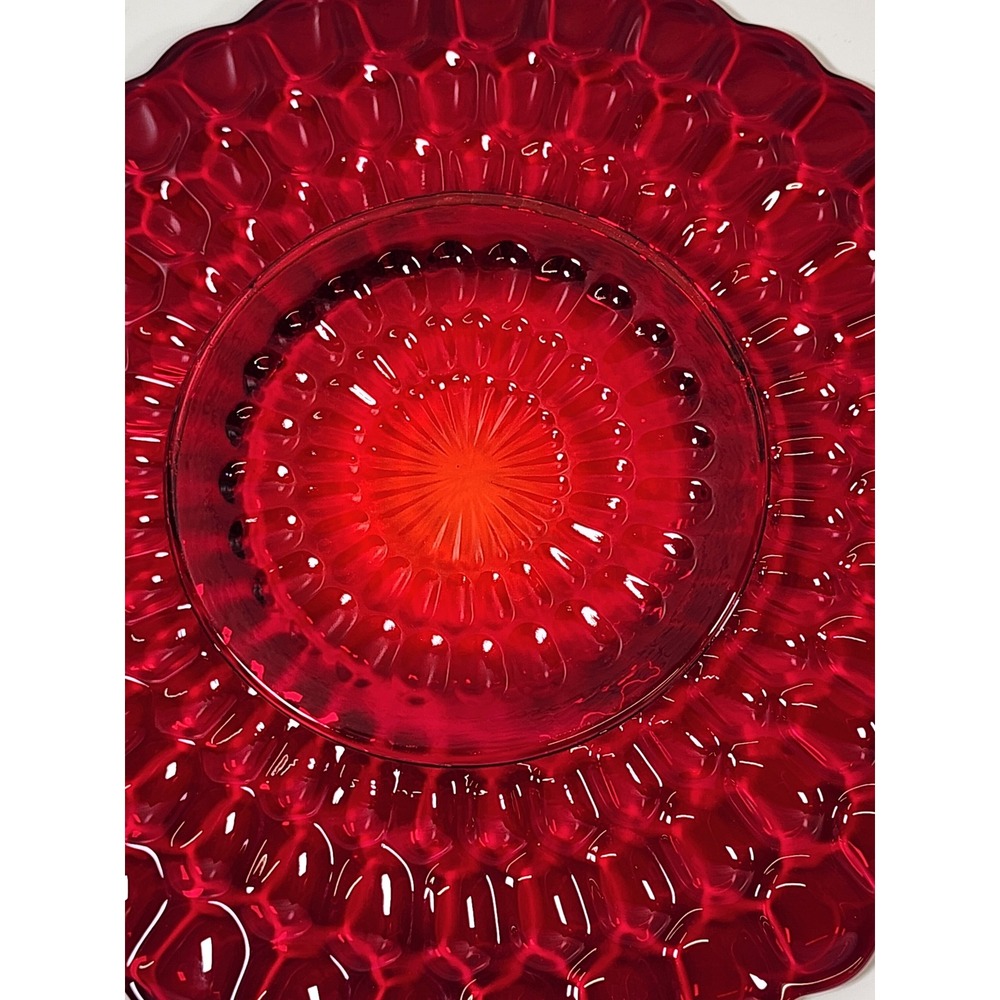 Vintage Ruby Red Glassware Set 6pc Red Vintage Goblets and Plate Excellent - Picture 3 of 8